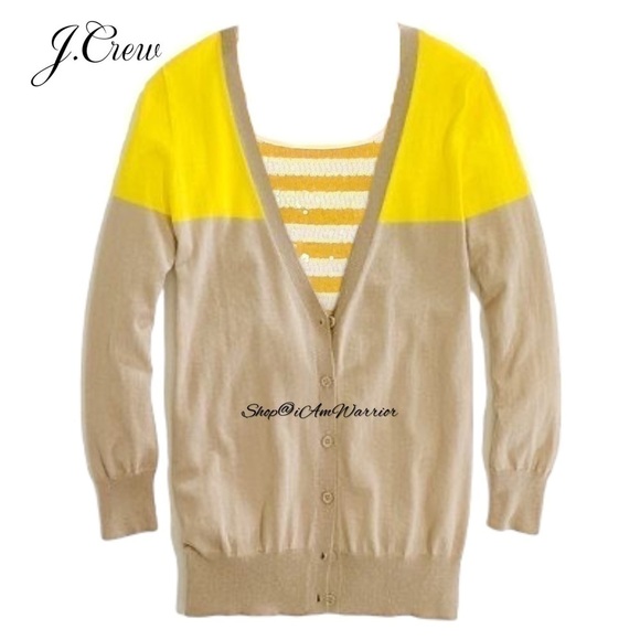 J.Crew (factory) neon color-block v-neck cotton cardigan *shop@iamwarrior - Picture 2 of 9